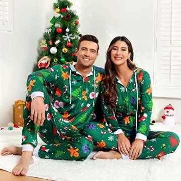 Zhitunemi Adult Onesies Pajamas For Women Christmas Pajamas For Family Christmas Pjs Matching Sets Funny Hoodie Jumpsuit 15016Grass Green-3XL
