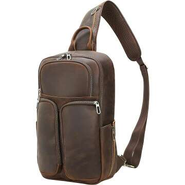 Polare Vintage Full Grain Leather Sling Bag - Men’s Multi-Use Daypack
