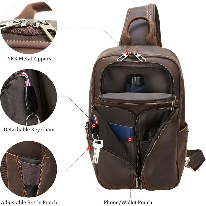 Polare Leather Sling Bag for Men - Travel Backpack