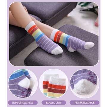 MQELONG Kids Non Slip Fuzzy Socks Girls with Grips Slipper Socks Cozy Fluffy Winter Warm Crew Gift S...