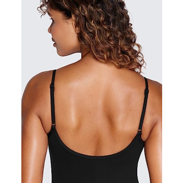 CRZ YOGA Butterluxe Athletic Rompers for Women Adjustable Strap Padded Workout Shorts Jumpsuits One Piece Bodysuit Tank Tops Black XX-Small