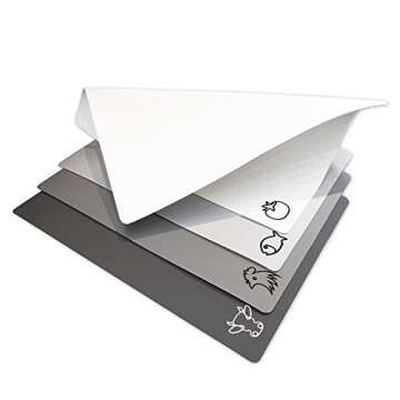 Fotouzy Flexible Plastic Cutting Board Mats with Food Icons, BPA-Free, Non-Porous, 100% Non-slip Bac...