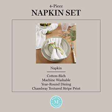 Martha Stewart Daisy Stripe Napkin Set - Stylish & Durable