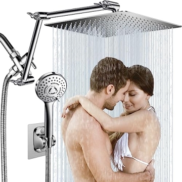 12'' Rain Shower Head Combo - High Pressure with 16'' Extension and 5 Spray Settings