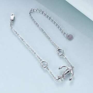 LUHE Anchor Bracelet Sterling Silver Nautical Jewelry