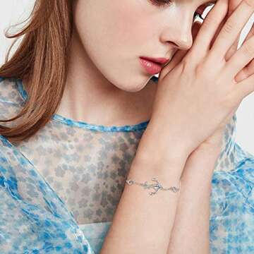 LUHE Anchor Bracelet Sterling Silver Nautical Jewelry