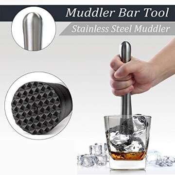 Cocktail Mixing Glass Kit, SUPERSUN 9 Piece Home Bar Gift Set - Drink Mixer with 18oz 500ml Lead-Free Glass, Cocktail Strainer, Muddler, Jigger, Professional 304 Stainless Steel Bar Tools