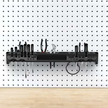 Wall Mount Tool Storage Shelf with 61 Slots & Hooks