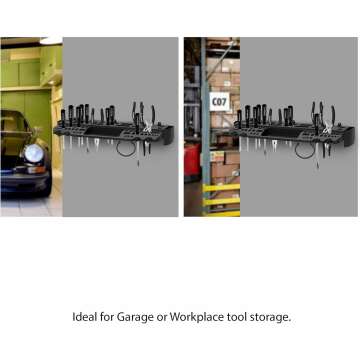 Wall Mount Tool Storage Shelf with 61 Slots & Hooks