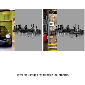 Wall Mount Tool Storage Shelf with 61 Slots & Hooks