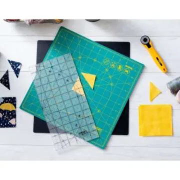 OLFA 12" x 12" Rotating Cutting Mat (RM-12S) - Self Healing 12x12 Inch Square Rotary Mat with Grid for Fabric, Sewing, Quilting, & Crafts, Rotates 360 Degrees, Use with Rotary Cutters (Green)