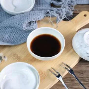 FUYU 4PCS Marble Ceramic Sauce Dish Seasoning Dish Appetizer Plates