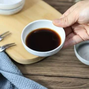 FUYU 4PCS Marble Ceramic Sauce Dish Seasoning Dish Appetizer Plates