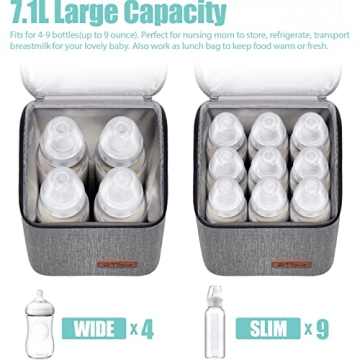 Stylish Insulated Baby Bottle Bag for New Moms, 9 Bottles