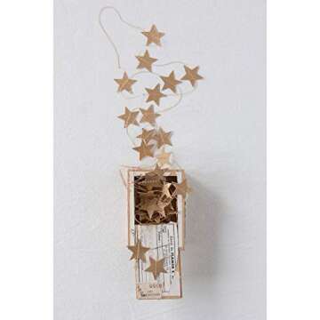 Creative Co-Op 118" Paper Star Garland, Gold