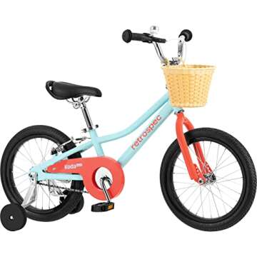 Retrospec Koda Plus Kids Bike for Boys & Girls Ages 4-6 Years - 16" Children's Bicycle, Adjustable Seat & Handlebars, Removable Training Wheels, Front Hand Brakes, Rear Coaster Brake & Safety Bell
