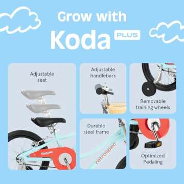 Retrospec Koda Plus Kids Bike for Boys & Girls Ages 4-6 Years - 16" Children's Bicycle, Adjustable Seat & Handlebars, Removable Training Wheels, Front Hand Brakes, Rear Coaster Brake & Safety Bell