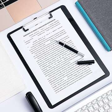 Amazon Basics Plastic Clipboards, Low Profile Clip, Clipboard for Classrooms, Office, Restaurants, Doctor Offices, 2-Pack, Black