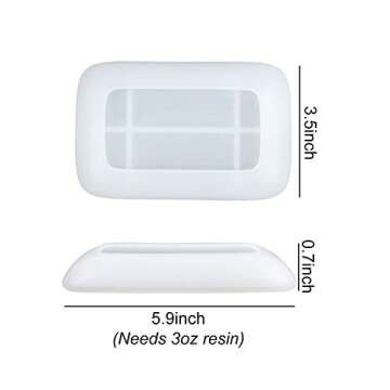 LET'S RESIN Soap Dish Mold for Resin,2Pcs Rectangle Resin Trinket Dish Tray Molds, Resin Tray Molds for DIY Jewelry Ring Dish Holders, Soap Dish, Home Decoration, Wedding Gift