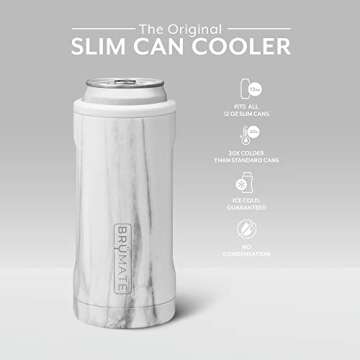 BrüMate Hopsulator Slim Can Cooler Insulated for 12oz Slim Cans | Skinny Can Insulated Stainless St...