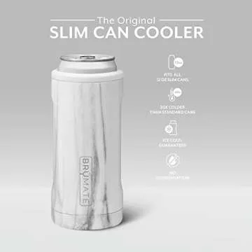 BrüMate Hopsulator Slim Can Cooler Insulated for 12oz Slim Cans | Skinny Can Insulated Stainless St...