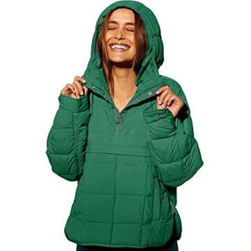 Fazortev Womens Oversized Puffer Jacket Quilted Dolman Hoodies Pullover Long Sleeve Lightweight Warm...