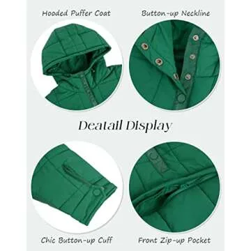Fazortev Womens Oversized Puffer Jacket Quilted Dolman Hoodies Pullover Long Sleeve Lightweight Warm Tops Coat