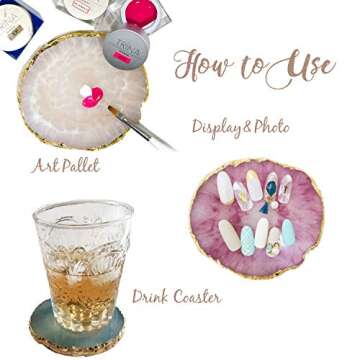 JASSINS Resin Nail Art Palette,Nail Art Painting Mixed Color Palette Gold Edge Nail Gel Color Makeup Display Board (Purple)