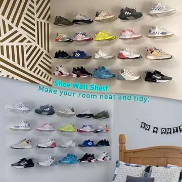 SIPRDE Floating Shoe Display Shelves for Wall Mount Set of 6 - Clear Acrylic Floating Shelves for Showcase Sneaker Collection or Shoes Box