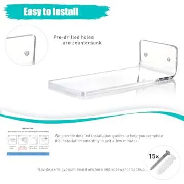 SIPRDE Floating Shoe Display Shelves for Wall Mount Set of 6 - Clear Acrylic Floating Shelves for Showcase Sneaker Collection or Shoes Box