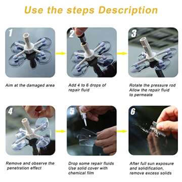 FORLUCIX Windshield Repair Kit, 4 PCS Windshield Crack Repair Kit, Windshield Repair Kit for Chips and Cracks, Windshield Chip Repair Kit Quick Fix for Chips, Cracks, Star-Shaped Crack
