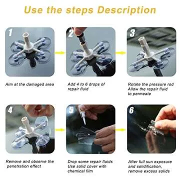 FORLUCIX Windshield Repair Kit, 4 PCS Windshield Crack Repair Kit, Windshield Repair Kit for Chips and Cracks, Windshield Chip Repair Kit Quick Fix for Chips, Cracks, Star-Shaped Crack