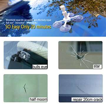 FORLUCIX Windshield Repair Kit, 4 PCS Windshield Crack Repair Kit, Windshield Repair Kit for Chips and Cracks, Windshield Chip Repair Kit Quick Fix for Chips, Cracks, Star-Shaped Crack