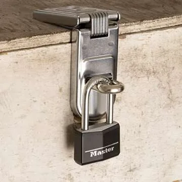 Master Lock Black Covered Aluminum Lock, Gym Locker Lock with Key, Outdoor Padlock with Long Shackle for Gates, Fences, Toolboxes, and More,141DLF