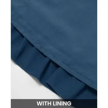 BTFBM Women Casual Summer Fall Dresses Tie V Neck Long Sleeve High Waist Ruffle Tiered A Line Swing Tunic Mini Dress(Long Sleeve Dark Blue, Large)