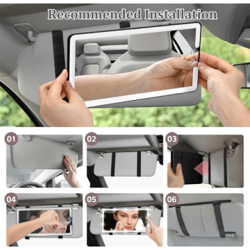 saiggnyy Led Car Sun Visor Vanity Mirror, Upgraded Car Mirror with Lights,Large Dimmable Light up Vanity Makeup Mirror for Car,Rechargeable Universal Rear View Mirror for Car Visor