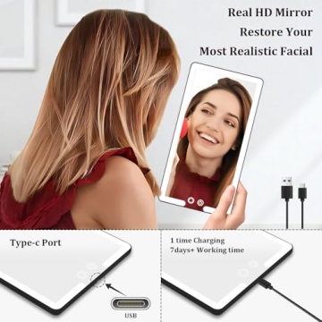 saiggnyy Led Car Sun Visor Vanity Mirror, Upgraded Car Mirror with Lights,Large Dimmable Light up Vanity Makeup Mirror for Car,Rechargeable Universal Rear View Mirror for Car Visor