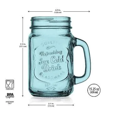 Colorful Mason Jar Drinking Glasses Set of 4 by Glaver