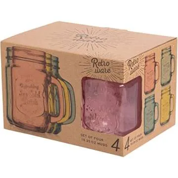 Colorful Mason Jar Drinking Glasses Set of 4 by Glaver