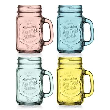 Colorful Mason Jar Drinking Glasses Set of 4 by Glaver