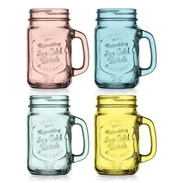 Colorful Mason Jar Drinking Glasses Set of 4 by Glaver