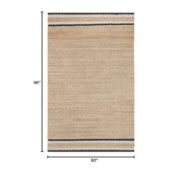 SAFAVIEH Natural Fiber Collection Area Rug - 5' x 8', Natural & Black, Handmade Farmhouse Boho Coast...