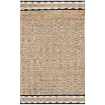 SAFAVIEH Natural Fiber Collection Area Rug - 5' x 8', Natural & Black, Handmade Farmhouse Boho Coastal Rustic Jute, Ideal for High Traffic Areas in Living Room, Bedroom (NF874B)