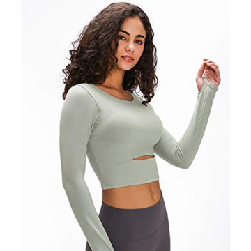Zerlar Workout Crop Top with Built-in Sports Bra