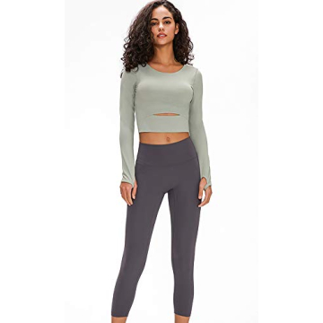Zerlar Workout Crop Top with Built-in Sports Bra