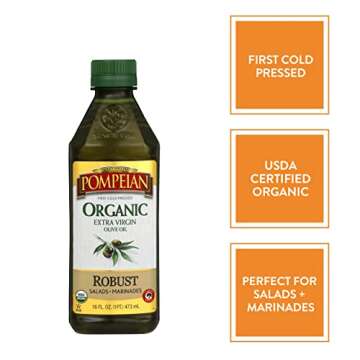 Pompeian USDA Organic Robust Extra Virgin Olive Oil, First Cold Pressed, Full-Bodied Flavor, Perfect...