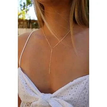 Trendy Lariat Y Gold Necklace for Women - Foxgirl
