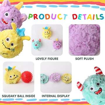 DKING 3-Pack Squeaky Dog Balls, 2-in-1 Fun Puppy Toy Set for Small Dogs