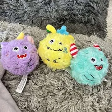 DKING 3-Pack Plush Squeaky Dog Balls for Small Dogs