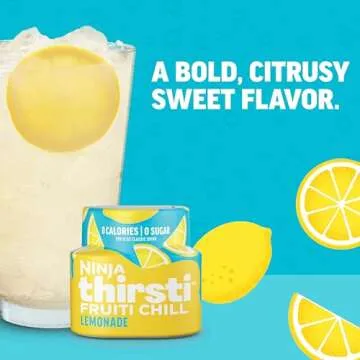 Ninja Thirsti Flavored Water Drops, FRUITI CHILL Lemonade, Bold Fruit Flavor, Sparkling or Still, Zero Calories, Zero Sugar, Makes 17, 12oz drinks, 3 Pack, WCFLMNDAM